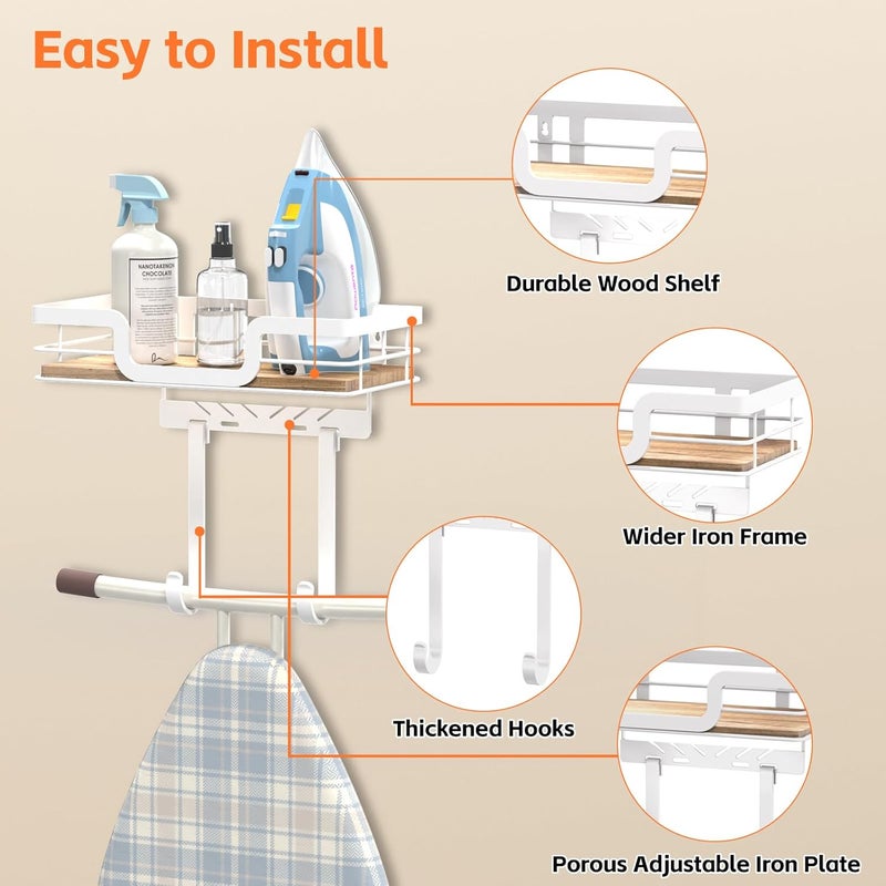 PAROTO Ironing Board Holder Wall Mount, Laundry Room Organization Storage, White, T&V Shaped Space Saving Ironing Board Hanger for Laundry Room Decor and Accessories - Image 3